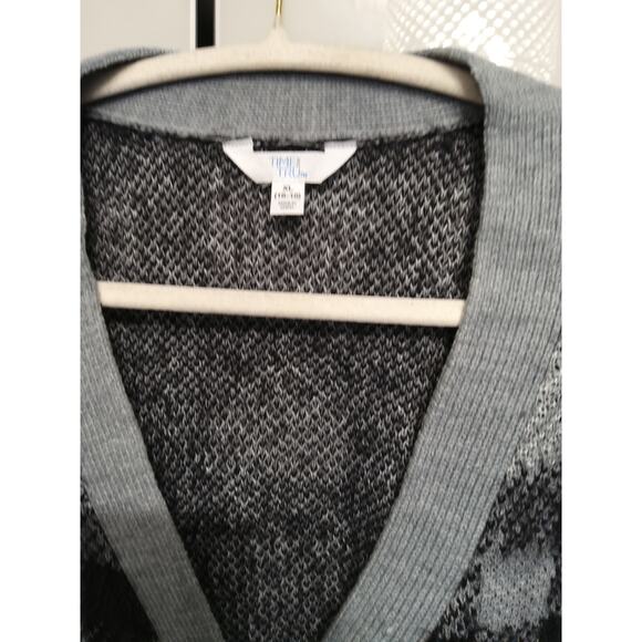 Buffalo plaid black gray button-up cardigan sweater Time & True size XL Soft - Picture 6 of 6